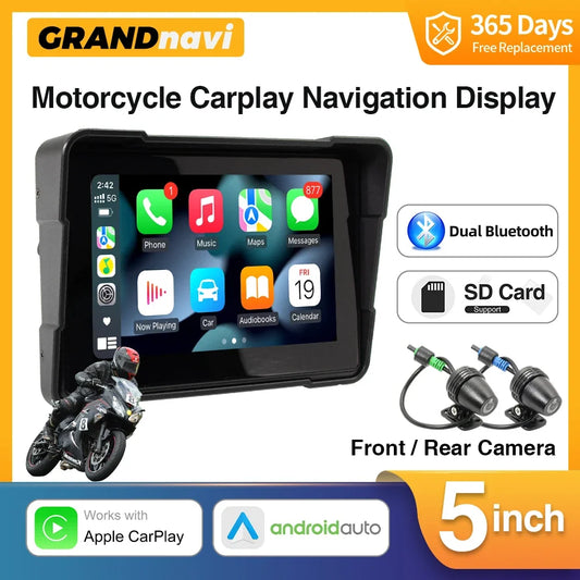 Universal 5 inch Motorcycle Wireless Apple Carplay Android Auto