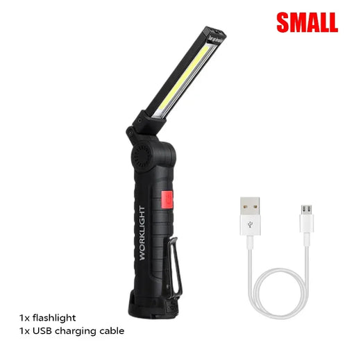 New Portable COB LED Flashlight USB Rechargeable Work Light Magnetic