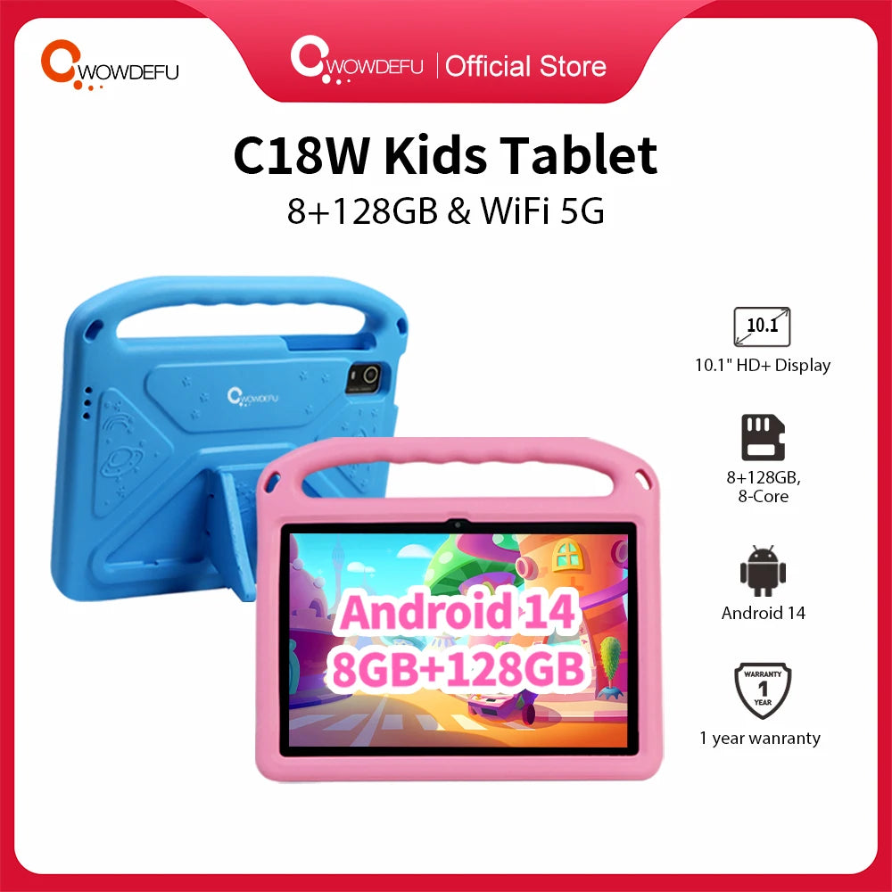 Cwowdefu C18W Kids Tablet 8GB 128GB A523 Octa Core 10.1 HD+ Display
