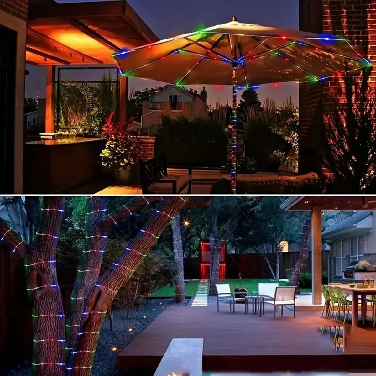 1pc Solar LED String Light 50LED Tube Rope String Lights With 8 Modes