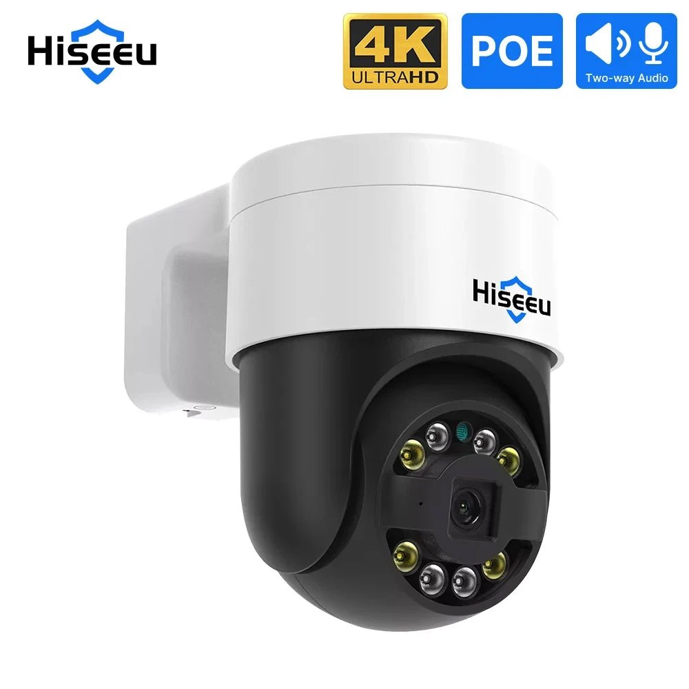 Hiseeu 4K 8MP POE PTZ IP Camera 5X Digital Zoom Face Detection Outdoor