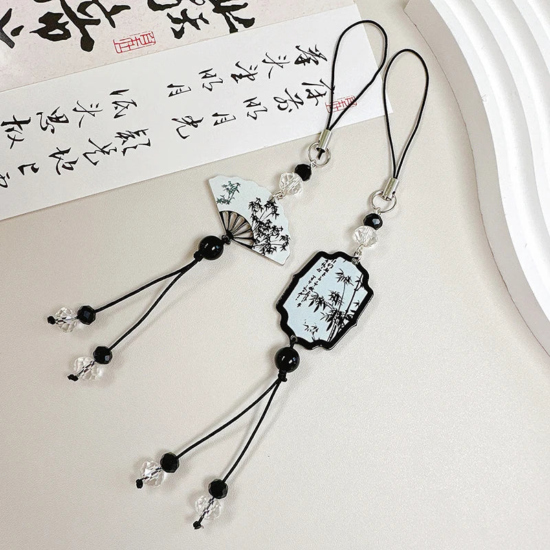1Pc Chinese Style Anti-lost Phone Lanyard Retro Tassel Pendant