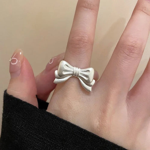 INS Minimalist Silver Color Irregular Wrinkled Surface Finger Rings