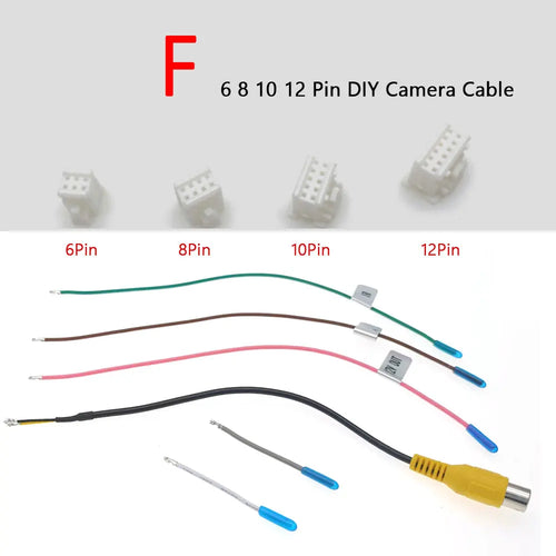 Universal  6 8 10 12 Pin Car RCA Rear View Camera Video Input Cable