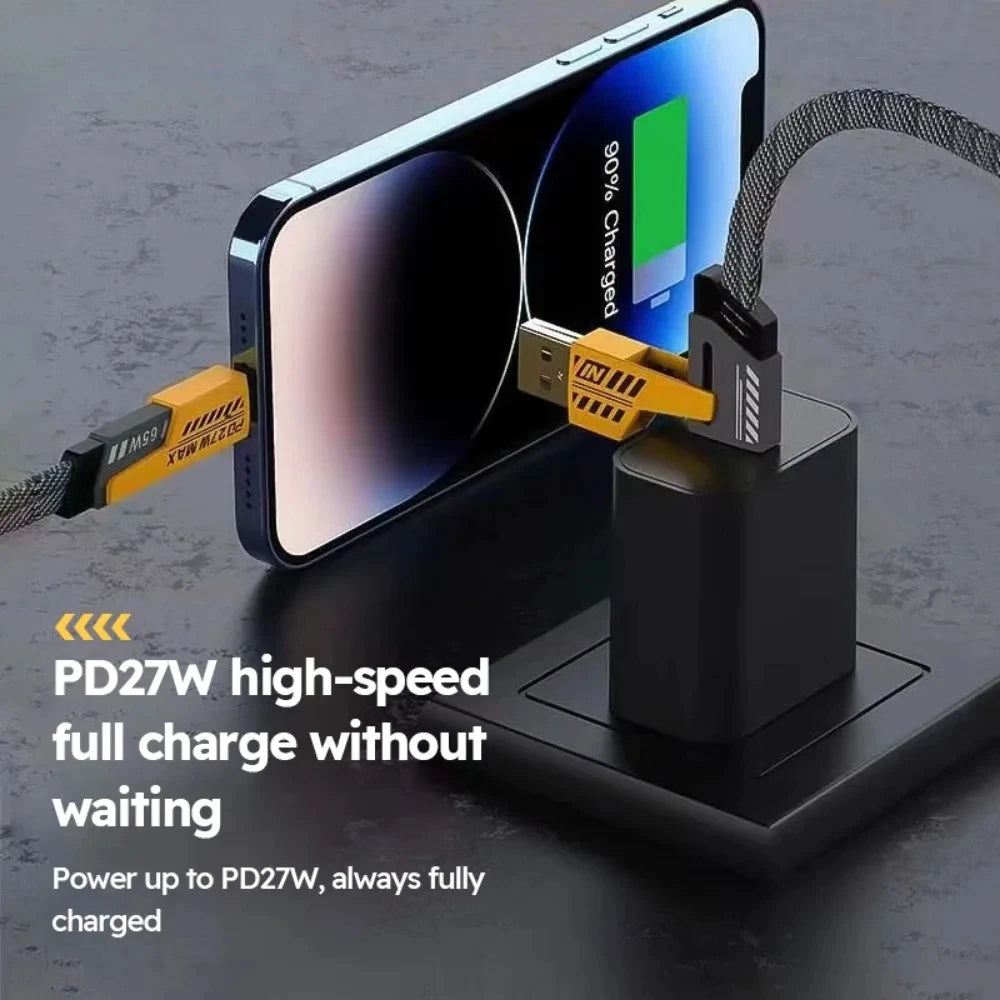 4-in-1 USB C Charging Cable TypeC Lightning Connector Nylon Braided PD