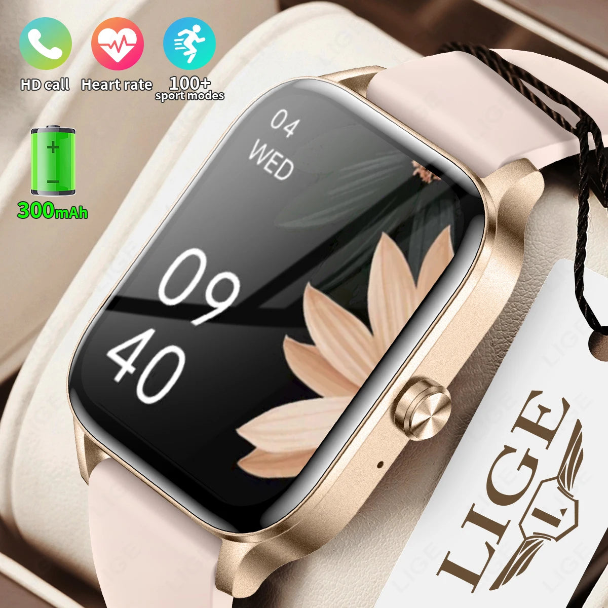 LIGE Fashion Smart Watch Women 1.85” HD Screen Custom Watch Face