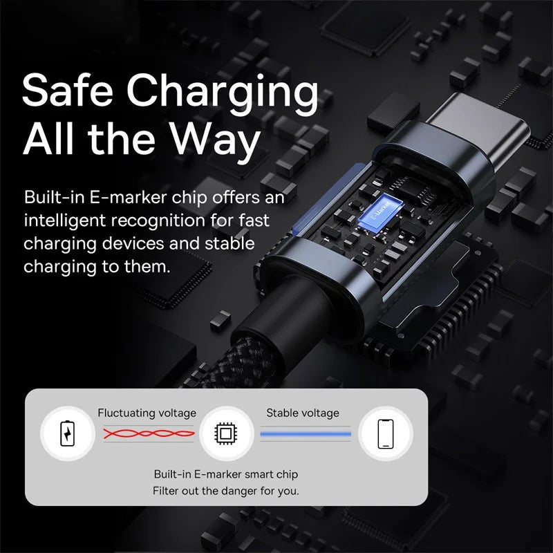 Baseus USB Cable For iPhone15 Pro PD100W USB C to Type C Fast Charger
