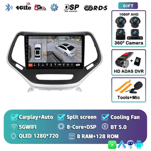 Android 14 Carplay Auto WIFI+4G Car Radio For Jeep Cherokee 5