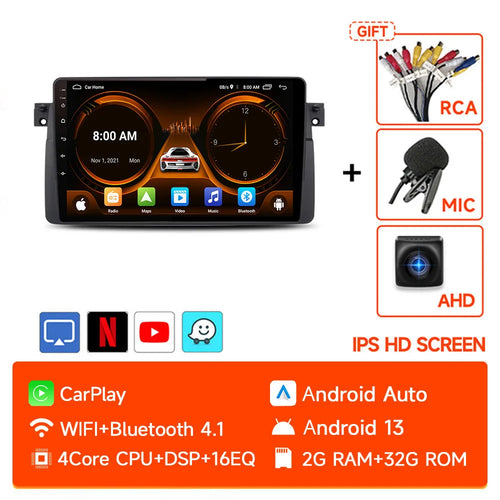 2 Din Android 13 Car Radio For BMW E46 M3 X5 1998-2006 Multimedia