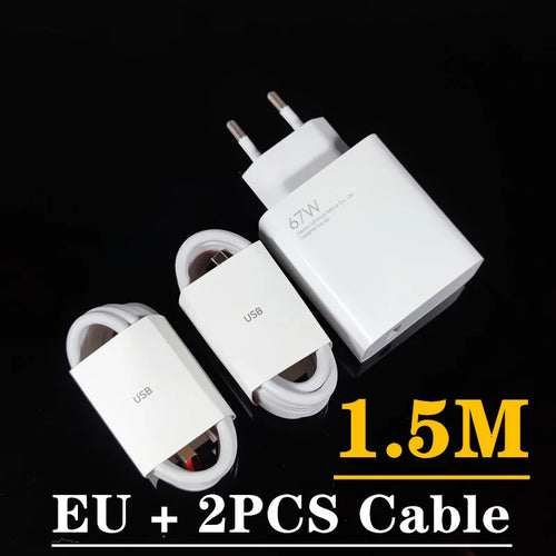 Original Xiaomi 67W Turbo Fast Charger EU Plug 6A Type C Cable For Mi
