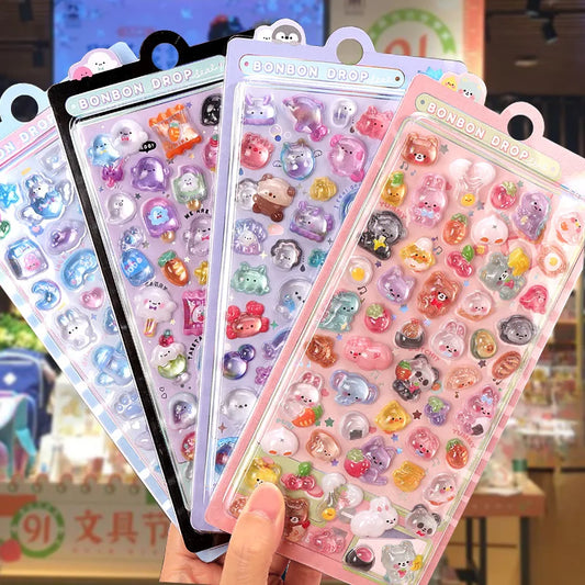 1 pc 3D Relief Stickers Scrapbooking Creative Candy Ghost Rabbit Drop