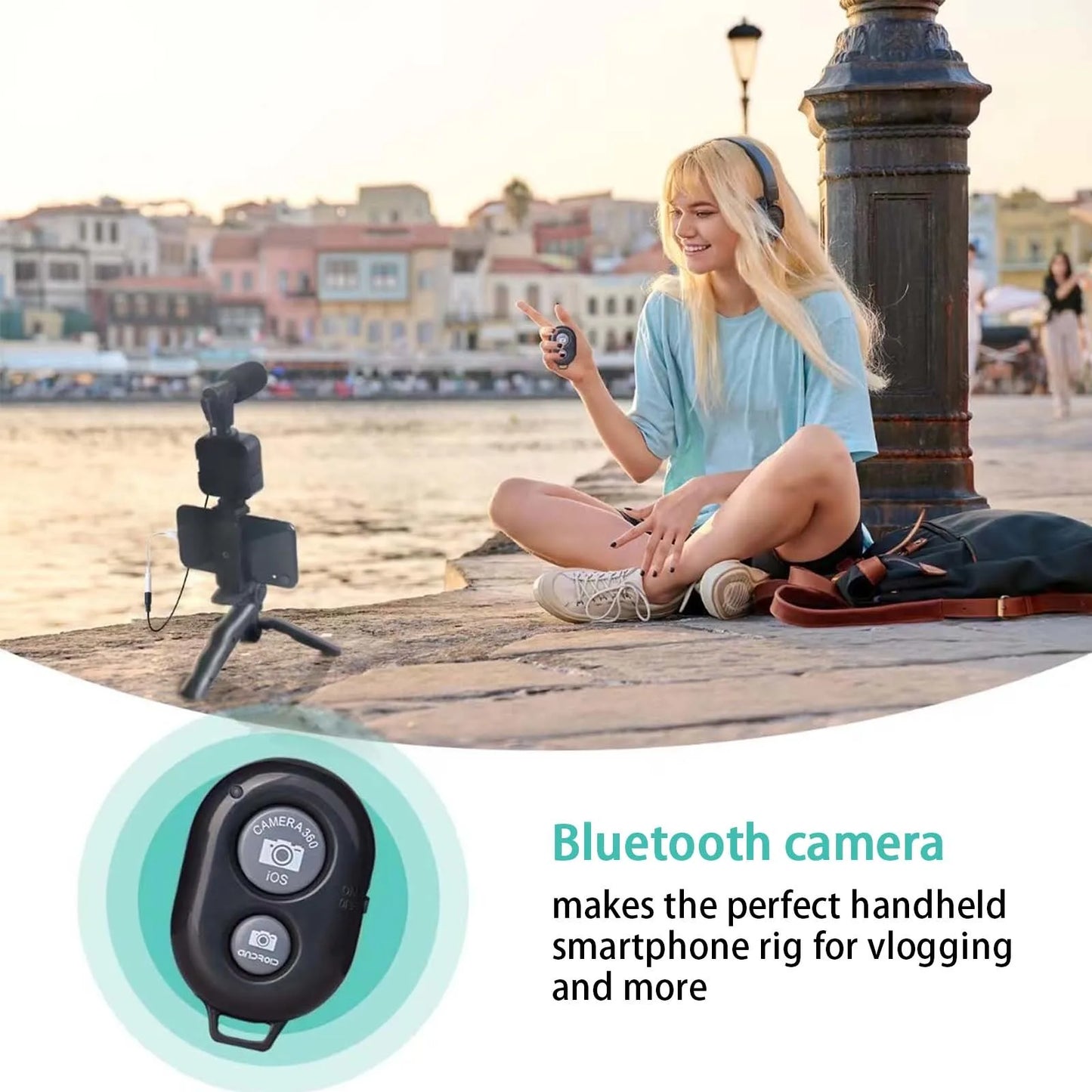 Smartphone Vlogging Kit for iPhone Android with Tripod Mini Microphone