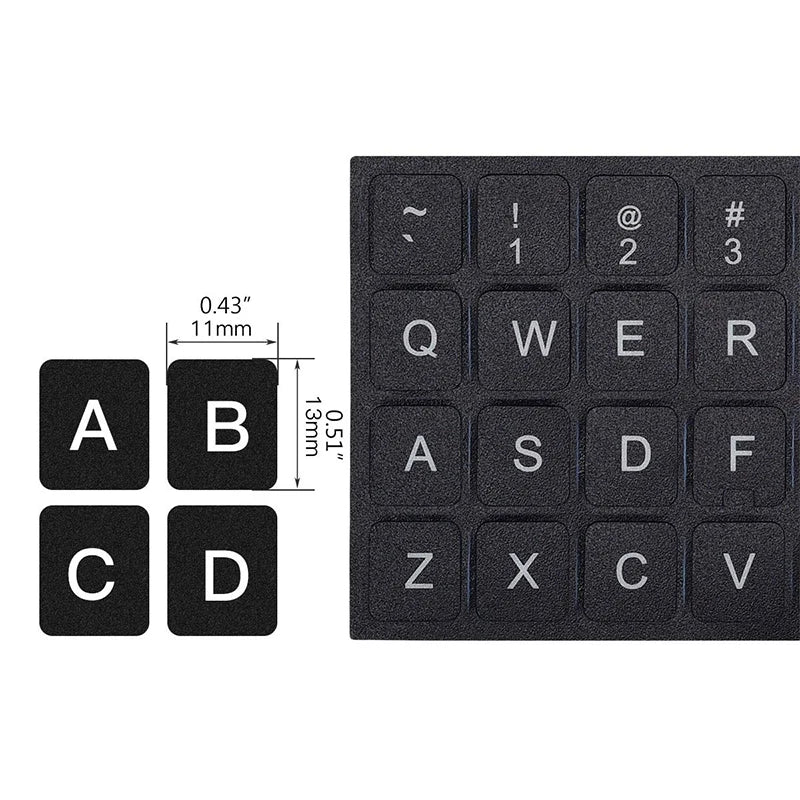 English Spanish Italian Korean Keyboard Sticker Durable Alphabet Black