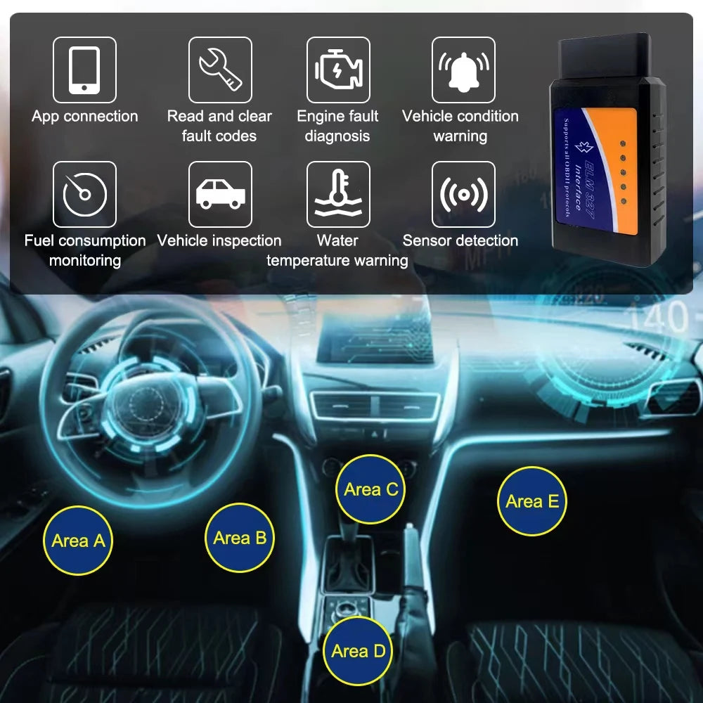 ELM327 V2.1 OBD2 Scanner Bluetooth Car Diagnostic Tool For Android