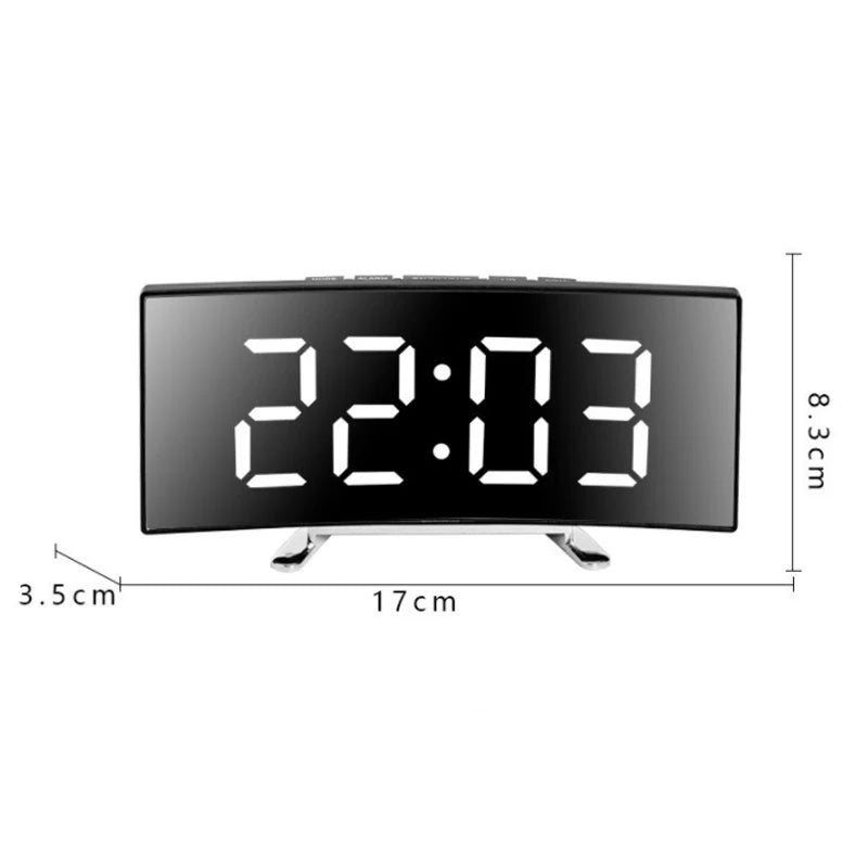 Creative Curved Electronic Clock, LED Large Screen Plug-in Battery