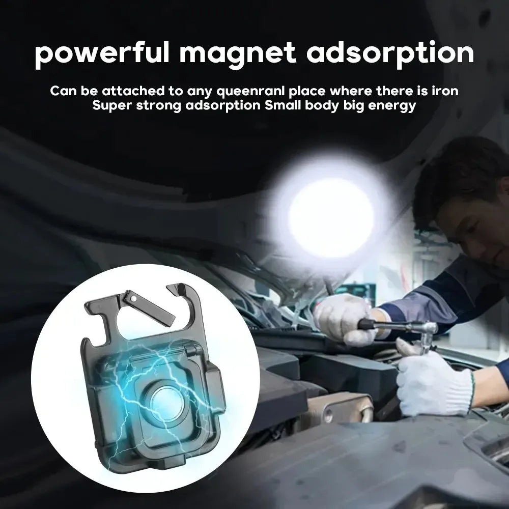 Mini LED Flashlight Keychain Multifunctional Portable COB Camping