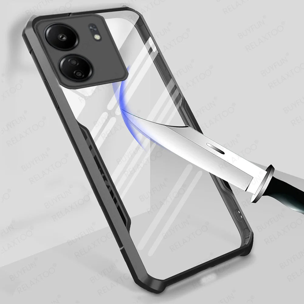 For Xiaomi Redmi 13C 14C Case Acrylic Transparent Armor Shockproof