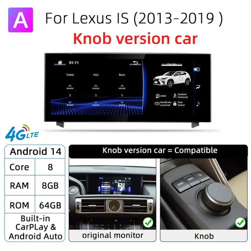 Nunoo Android 14 Wireless Carplay Auto Radio For Lexus IS RC 200 250