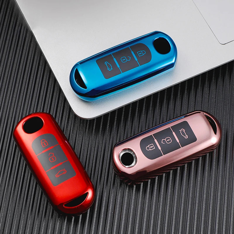 2/3 Buttons Soft TPU Car Key Cover Key Case for Mazda 2 3 6 Axela