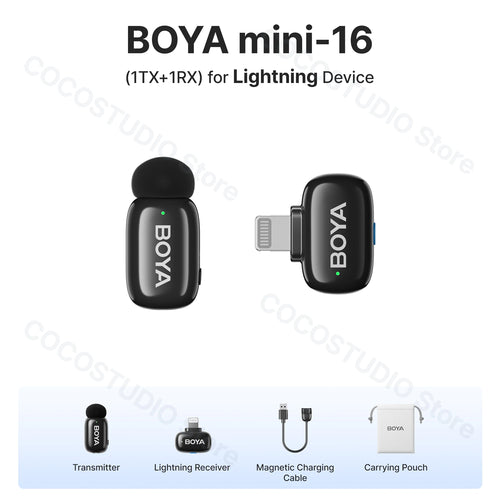 BOYA BOYA Mini Wireless Lavalier Microphone for iPhone Android USB-C