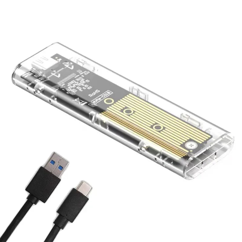 M.2 NVME PCIe NGFF SATA Dual Protocol SSD Case Clear USB Type C 10Gbps