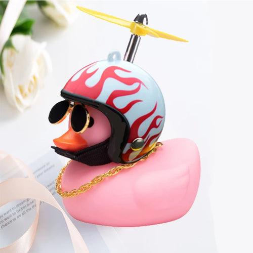 Car Duck With Helmet Broken Wind Pendant Small Yellow Duck Road Bike