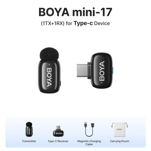 BOYA BOYA Mini Wireless Lavalier Microphone for iPhone Android USB-C