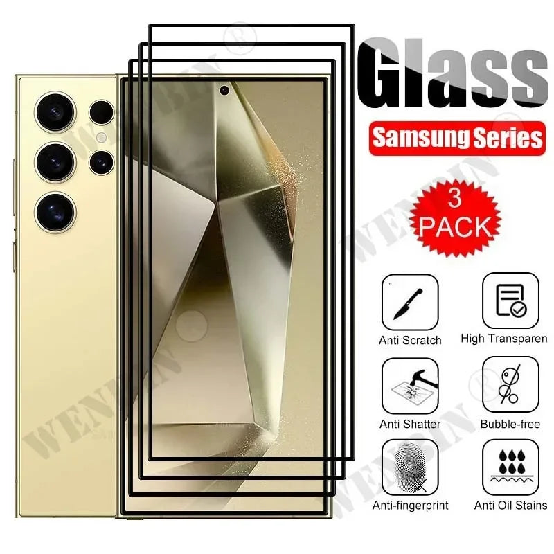 3 Pcs Tempered Glass For Samsung Galaxy S25 S24 S23 S22 Ultra Plus FE