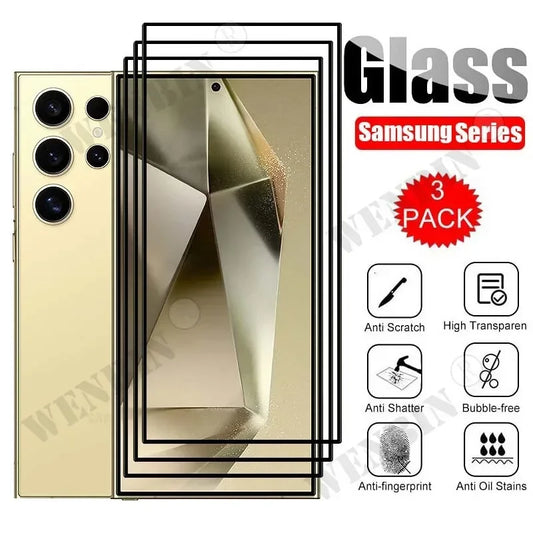 3 Pcs Tempered Glass For Samsung Galaxy S25 S24 S23 S22 Ultra Plus FE
