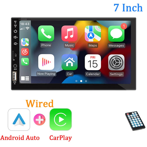 7“ Car Radio 1 Din Carplay Android Auto Multimedia Player HD Touch