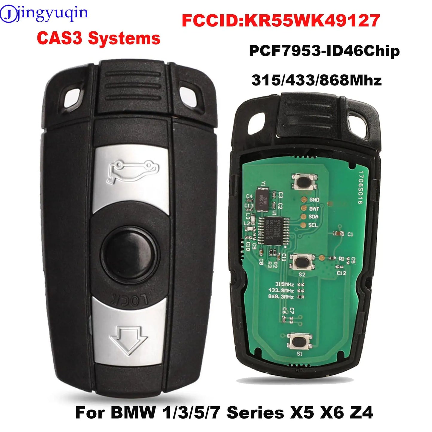 jingyuqin 315/433/868Mhz Car Remote Smart Key For BMW 1/3/5/7 Series
