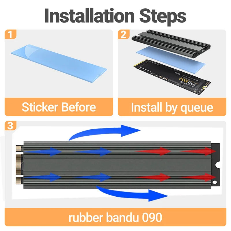 TEUCER M.2 SSD Heatsink M2 2280 Solid State Hard Disk Aluminum