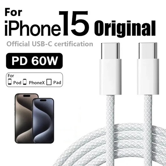 Original PD 60W Fast Charger 6A USB C to Type C Cable For Apple iPhone