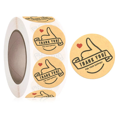 500Pcs Kraft Paper Handmade with Love Thank YOU Stickers DlY