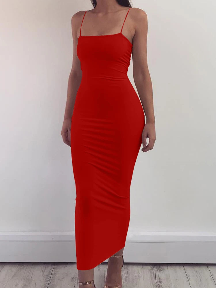 2025 New Spring Summer Women's High Elastic Sleeveless Backless Dress