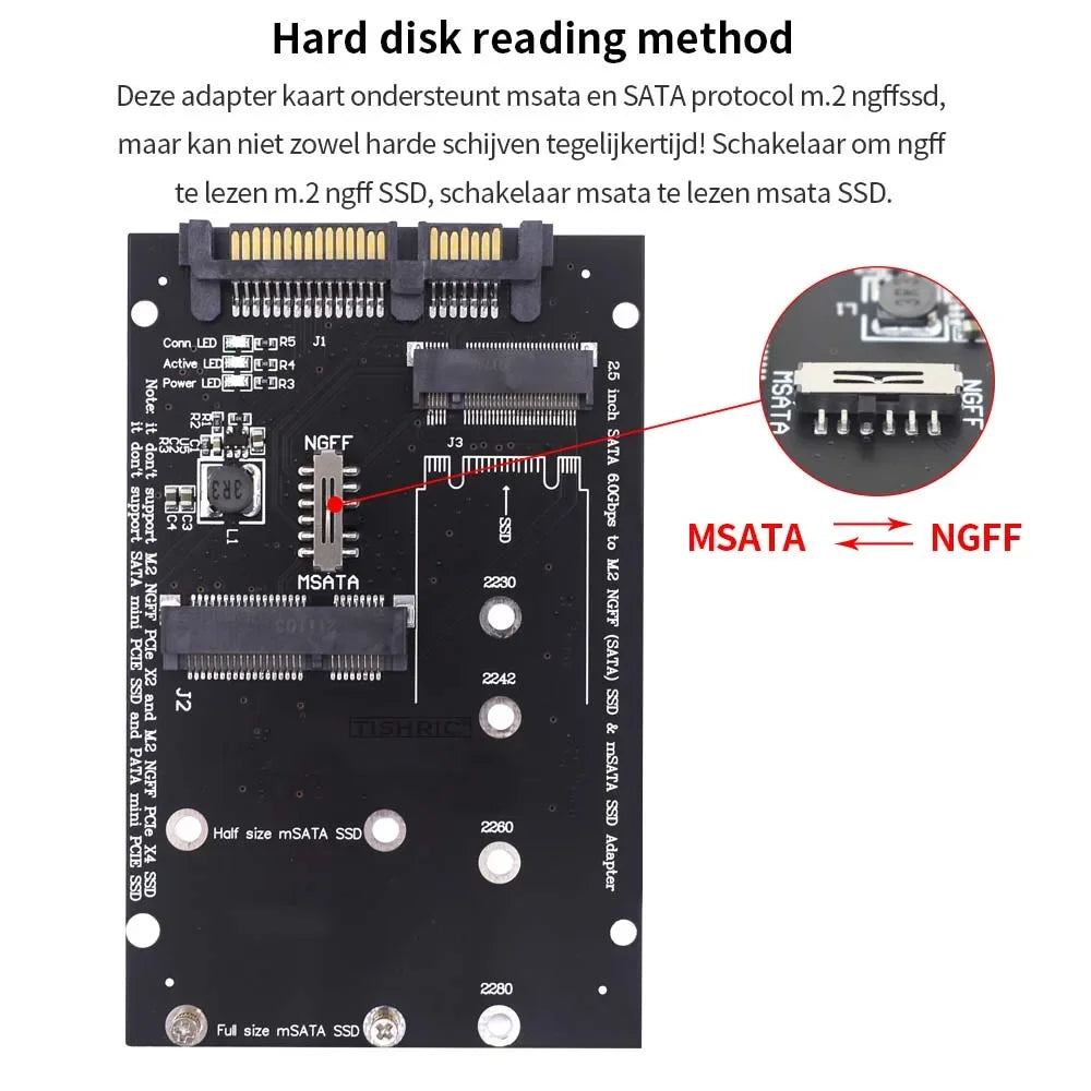 M.2 NGFF Msata SSD To SATA 3.0 2.5 Adapter M2 PCI SSD Converter Riser