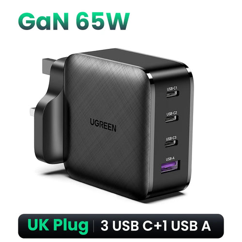 UGREEN 65W GaN Charger Quick Charge 4.0 3.0 Type C PD USB Charger with