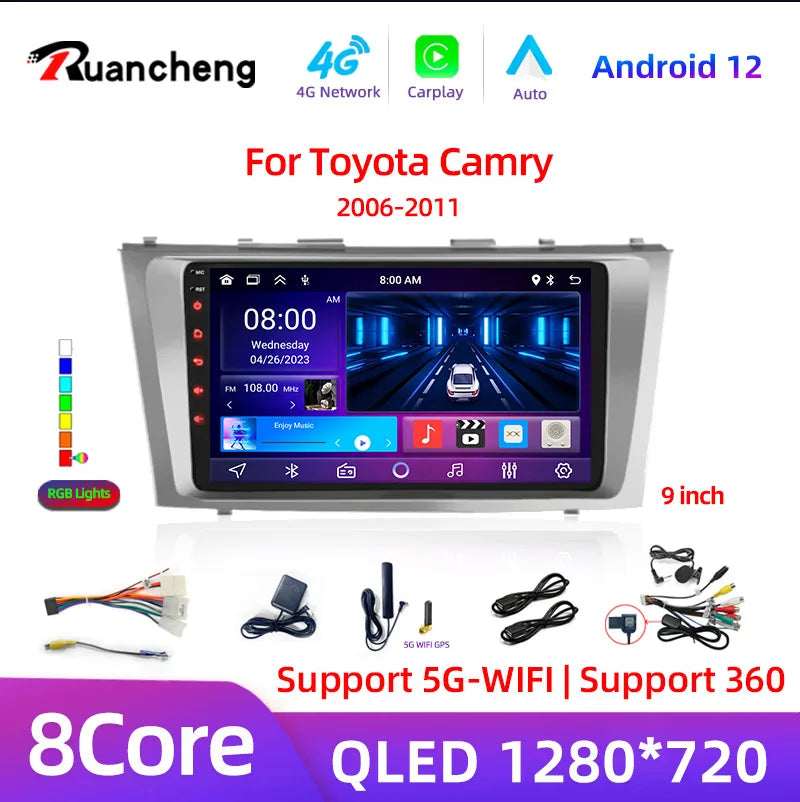 2din 9" 4G Carplay Android 12 Car Radio Multimedia Video Player For