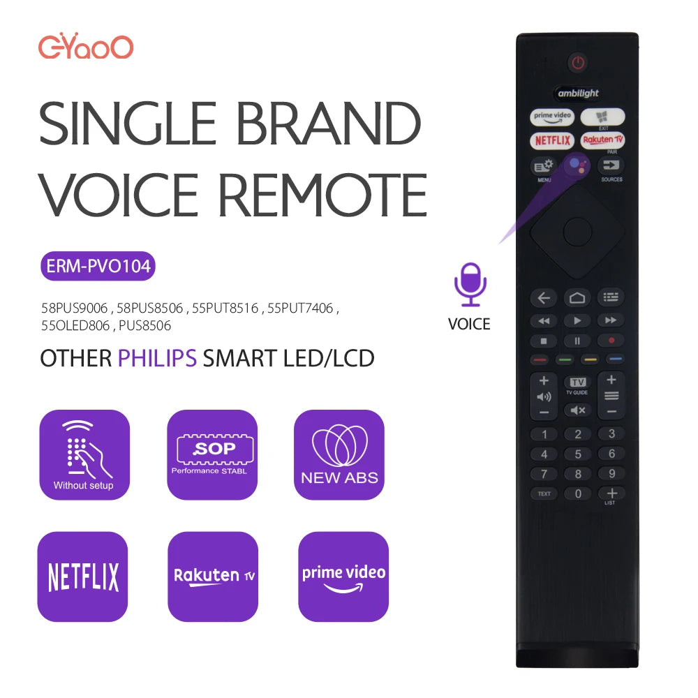 Voice TV Remote Control 58PUS8506/12 Android TV Remoto 50PUS8506 Use