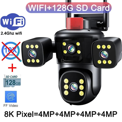 20MP WiFi Network Camera 10K Wireless Outdoor 10X Zoom Four Screen