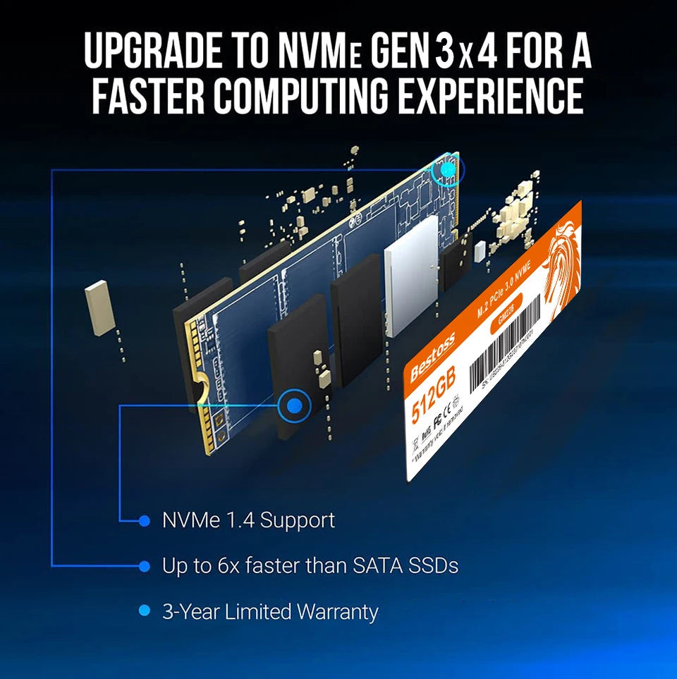 Bestoss Nvme M2 Ssd 1tb Notebook Ssd Nvme M2 256gb Diy Gaming Computer