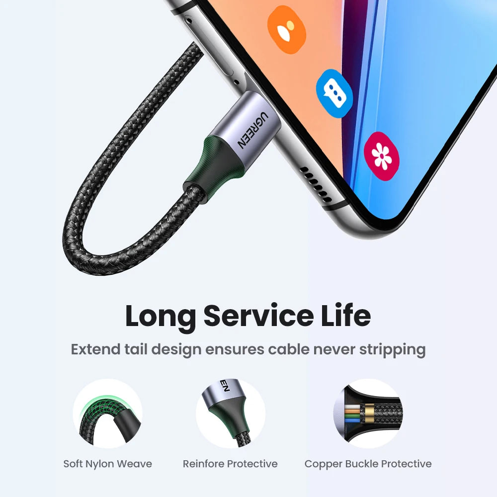 UGREEN 3A USB Type C Cable For Realme Xiaomi Samsung S21 Fast Charging