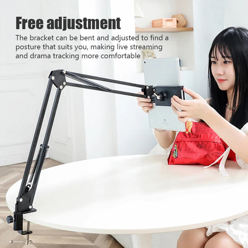 360° Rotating Long Arm Phone Tablet Holder Overhead Stand Desktop Bed