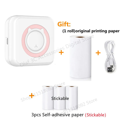Meow Mini Label Printer Thermal Portable Printers Stickers Paper