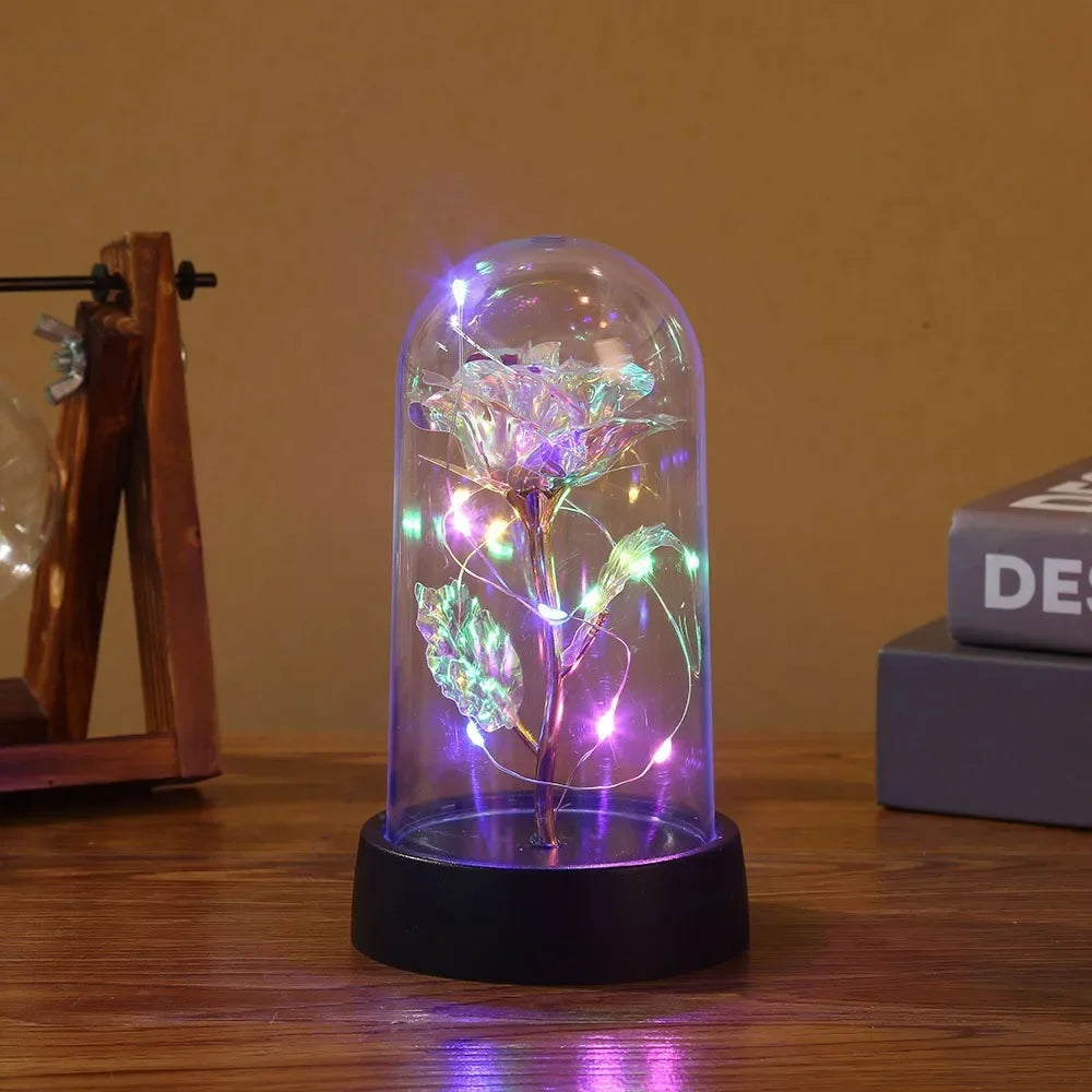 Valentines Day Gift for Girlfriend Eternal Rose LED Light Foil Flower