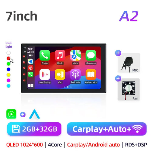 2Din Android 7"/9"/10" QLED IPS Car Radio Autoradio 2 Din Universal