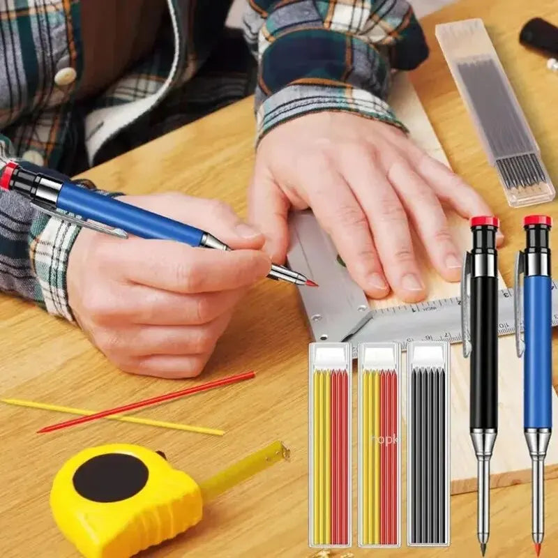 Metal Solid Carpenter Pencil Mechanical Pencil Set Built-in Pencil