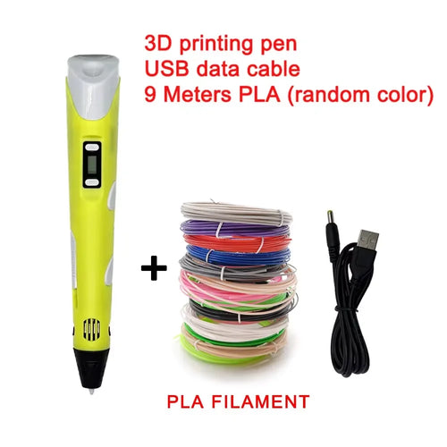 Electronic 3D Printing Pen with 9M PLA Consumables High-Temperature 3D