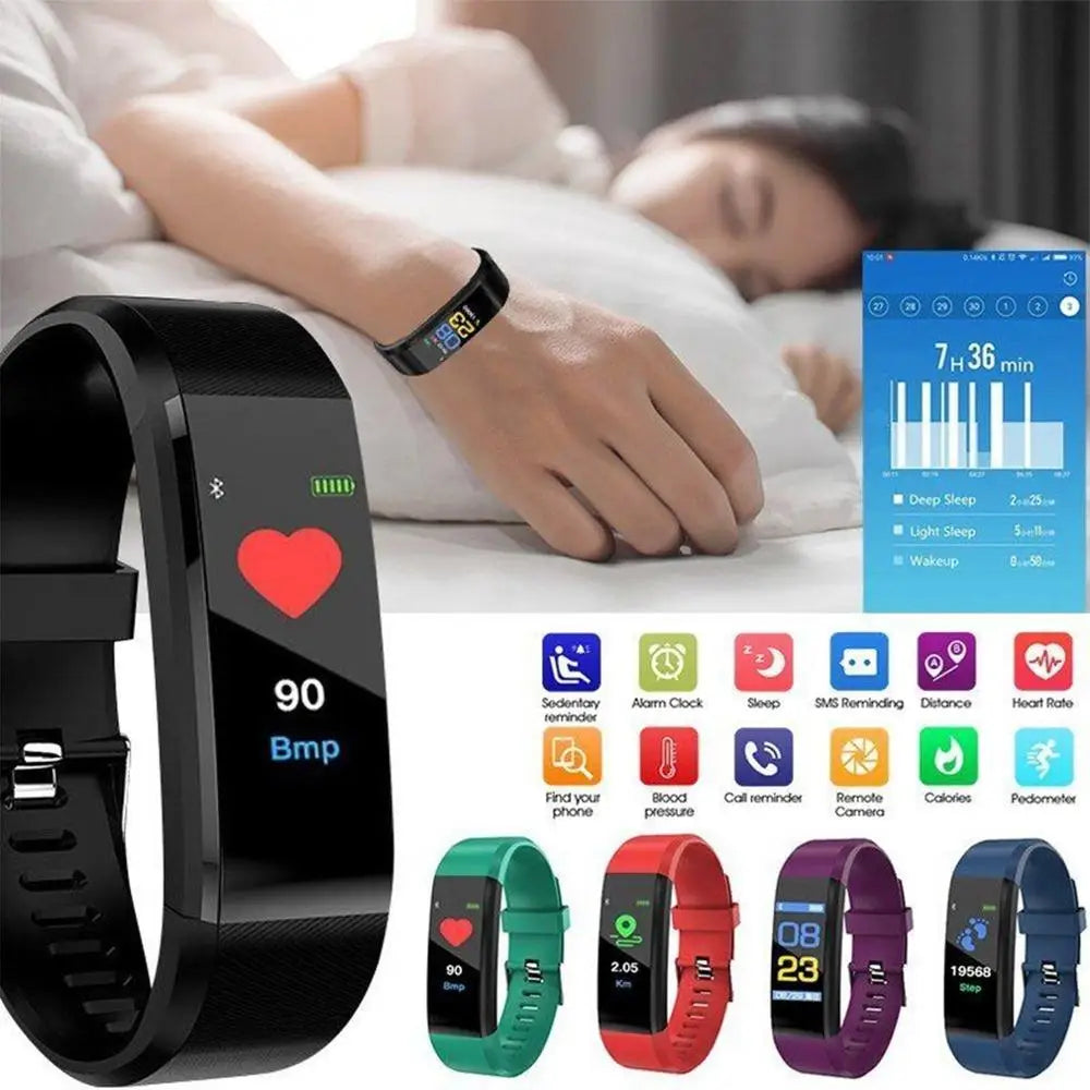 ID115 PLUS Smart Sports Bracelet Bluetooth Wristband Heart Rate