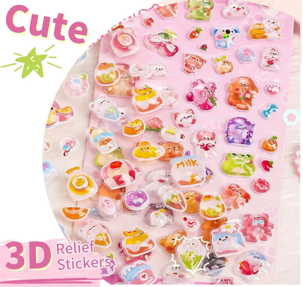 Creative Drop 3D Relief Stickers Candy Ghost Rabbit DIY Crystal